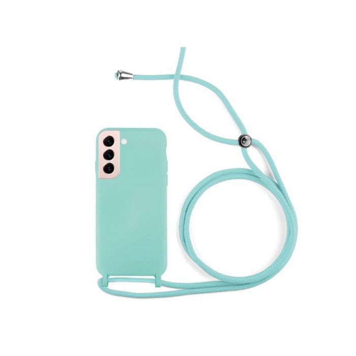Coque Cordon pour Samsung Galaxy S22 Plus Semi-rigide Lanière Tour du Cou 80cm (Verte)