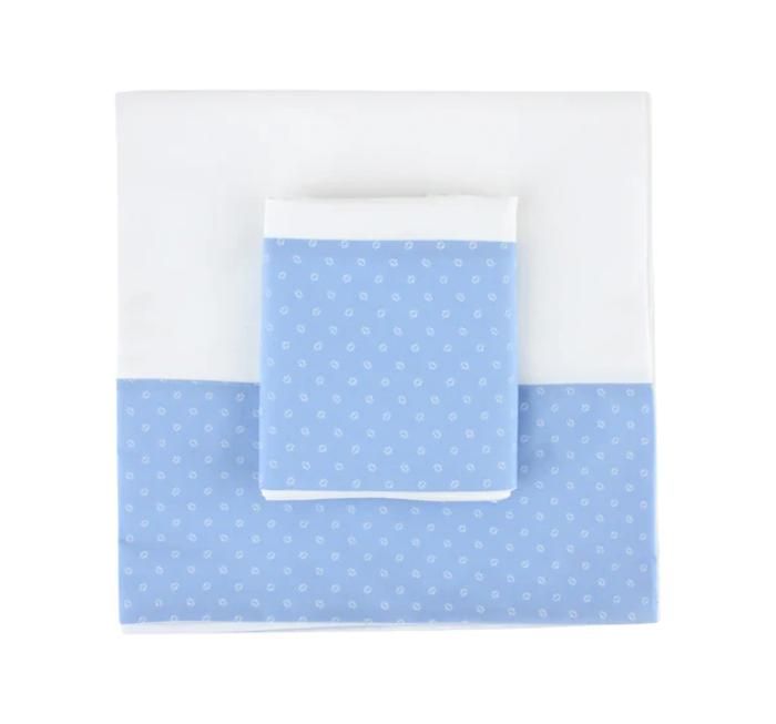 Parure de drap plat - HALE - Blue Shiraz Border - 100% coton égyptien - 270x270 cm - Lavable en machine