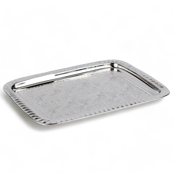 PLATEAU RECTANGULAIRE EN INOX - 30CMx20CM