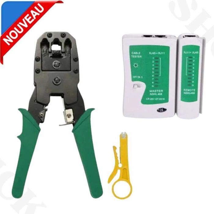 Pince Réseau RJ45 , RJ11 et RJ12 + Testeur de câble réseau LAN
