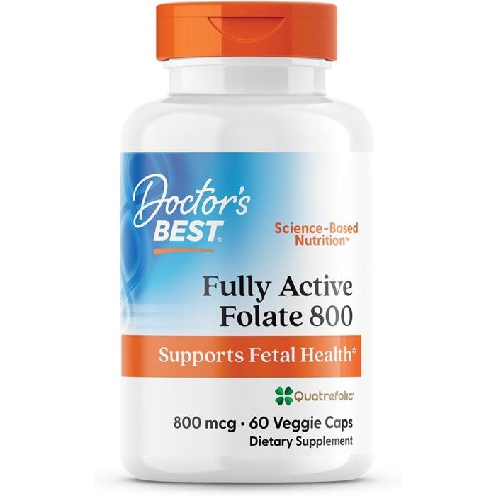 Doctor's Best Folate Active 800mcg - 60 Gélules Vég| Métabolisme & Grossesse | Forme Quatrefolic