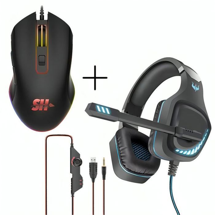 PACK GAMING - Casque Gamer Gaming HEADSET GT97 + Souris Gamer M10 PRO GAMING