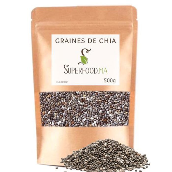 Graines de Chia - Marque Non Spécifiée - 500g - Minceur - Omega 3 - Prébiotique