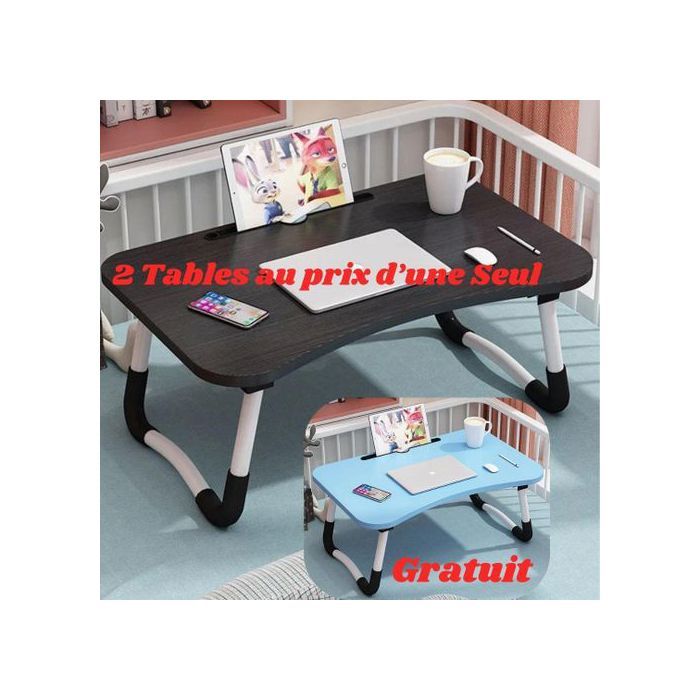 OFFRE SPECIAL 2 TABLES Pliable 1 Noir ET 1 BLEU Plusieurs Utilisations