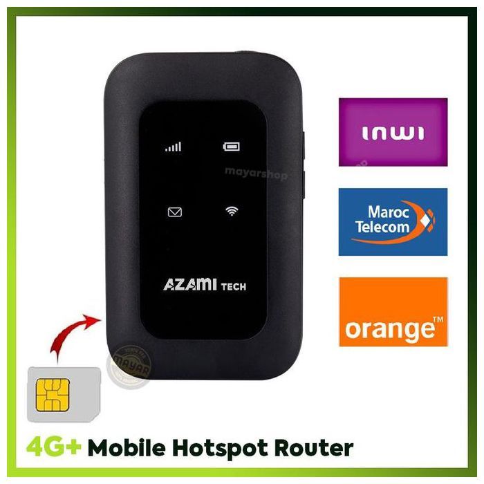 Azami Tech Hotspot WiFi Mobile 4G LTE – Modem Routeur Portable avec Carte SIM – 150 Mbps – Jusqu’à 10 utilisateurs