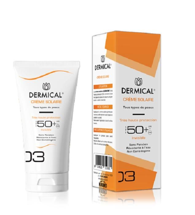 Crème Solaire - DERMICAL - SPF 50+ - Protection Très Haute - Non Gras - Hydratante