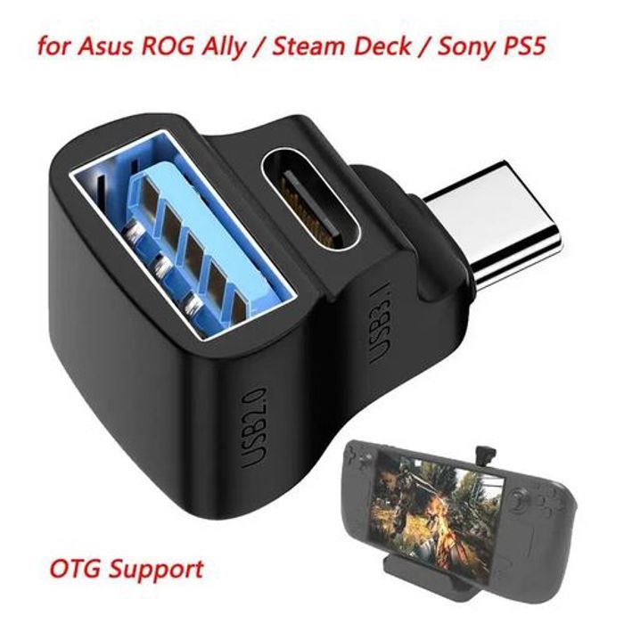 Adaptateur type C to type-C/USB , PD 100W, charge vidéo 8K, 20Gbps pour Rog Ally, Steam Deck, PS5