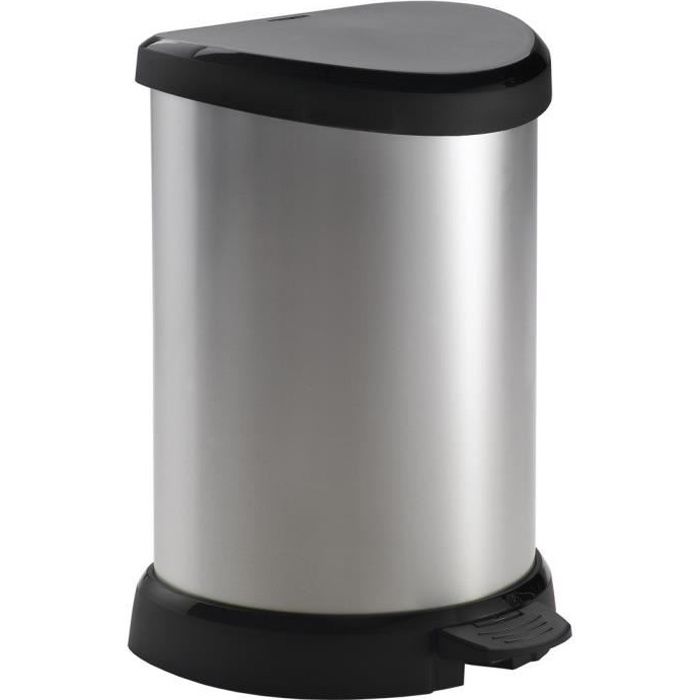 CURVER Poubelle à pédale 20 L - Aspect métal - 30,3x26,8x44,8 cm