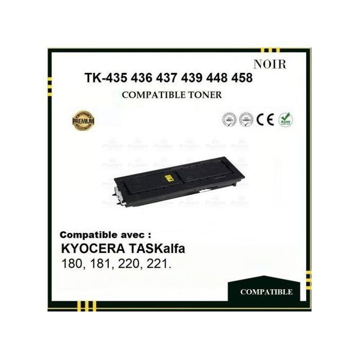 Toner Compatible - KYOCERA - TK 435 - Noir -  - Imprimantes TASKalfa 180-221