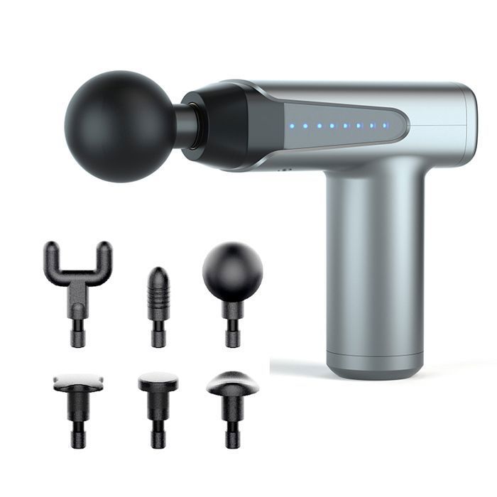 Mini Pistolet de Massage Musculaire avec 6 Vitesses Réglables et 6 Têtes