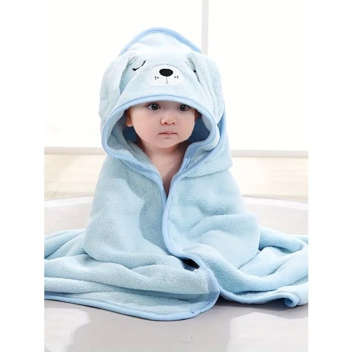 Peignoir à Capuche pour Bébé – Bleu Ciel, Douceur Polaire Après le Bain