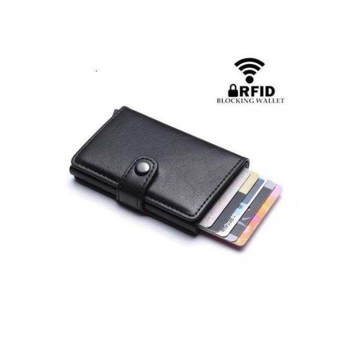 Portefeuille Miniwallet anti détournement de données des cartes RFID et NFC noir