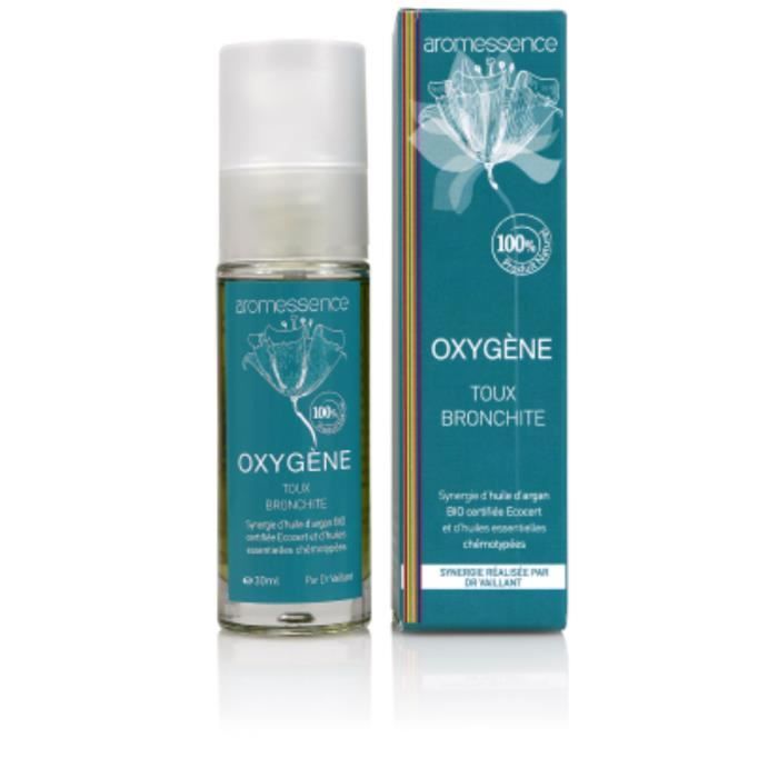 Aromessence Oxygène- huiles essentielles pures et naturelles qui aide à apaiser toux et bronchites. Produit 100% naturel.