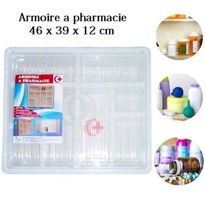 Armoire à pharmacie, Cabinet multi-usage à 2 portes & 8 rangements - Organisateur des Produits de bain, Installation rapide