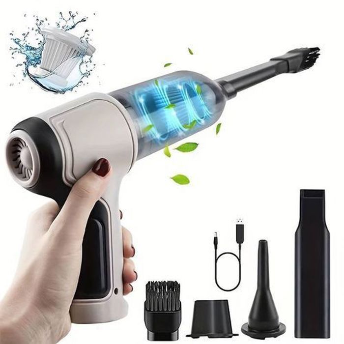 Mini aspirateur de voiture automatique et souffleur d'air sans fil pour voiture, Aspirateur Trois En Un.