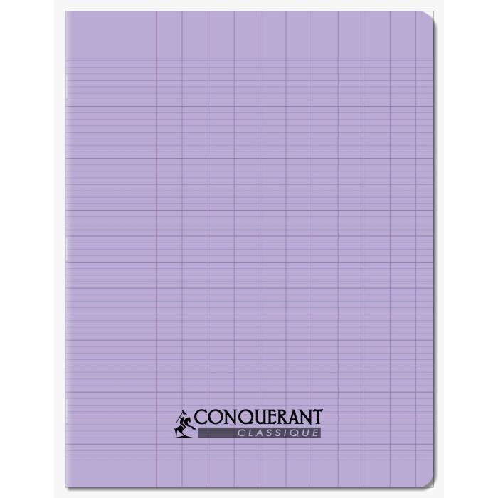 Cahier - CONQUERANT - 17x22 cm - 96 pages - 90 g/m² - Grands carreaux Seyès - Lila