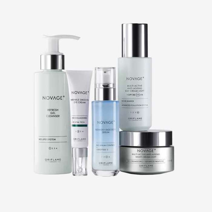 Routine Légère Novage+ Blemish + Age Defy: Ensemble de 5 produits de taille standard