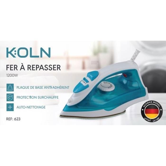 Fer à Repasser - KOLN - T-623 - 1200-1400W - Semelle Antiadhésive - Couleur Bleu