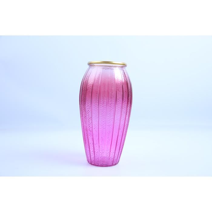Vase en Verre avec Rebord Doré 13 x 25,5 cm MW027533