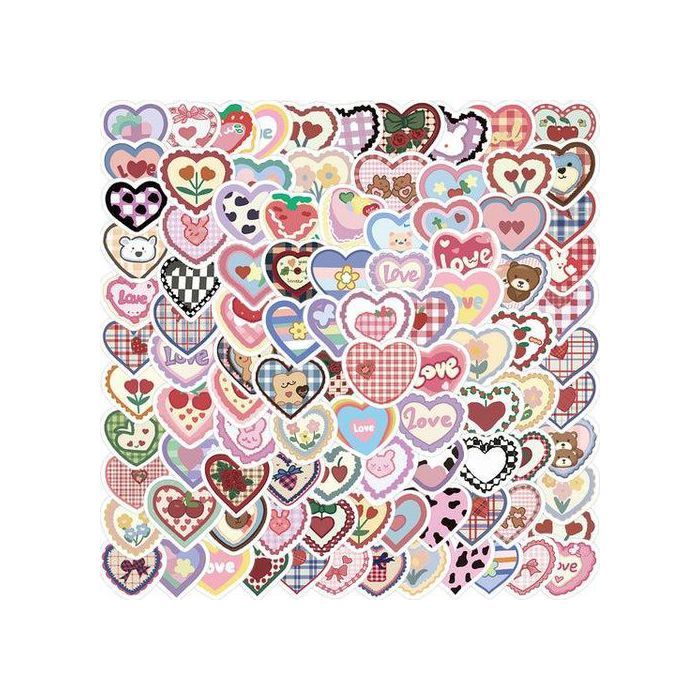 Stickers - Multicolore - 60pcs - Cœurs Amoureux - Cartoon - Décoration Murale
