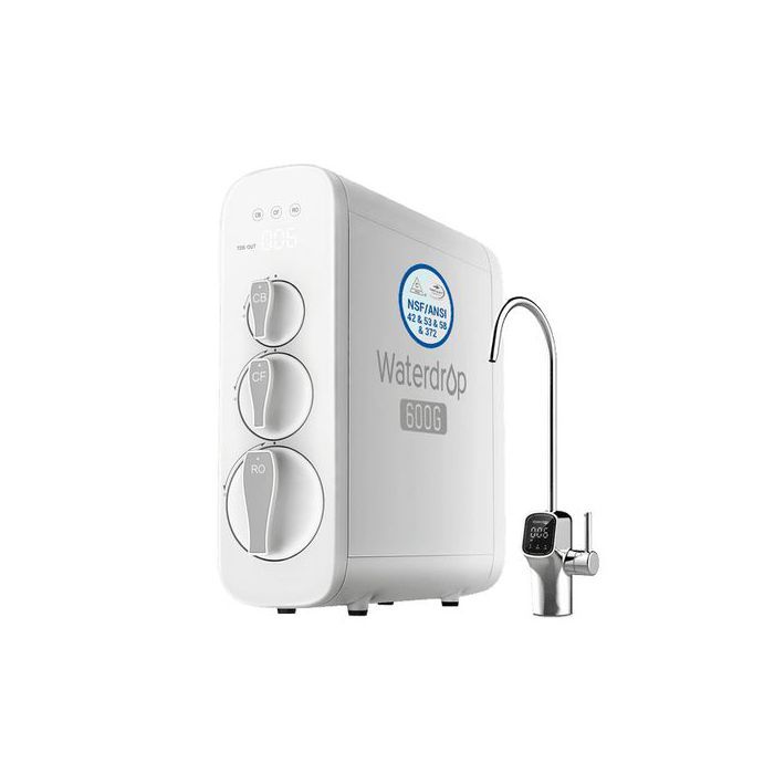 Water Système d'Osmose Inverse 8 Étapes Sans Réservoir – 600 GPD (2 280L/J) avec Robinet LED Intelligent