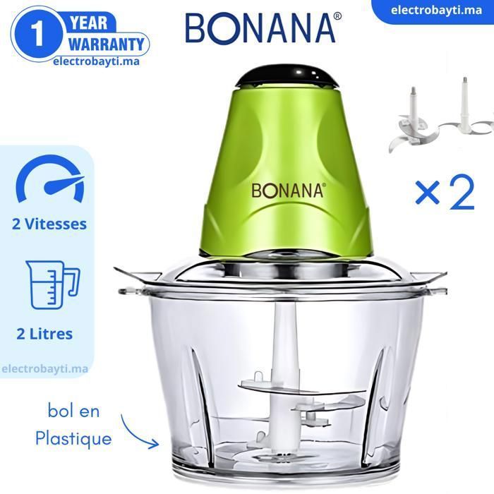 Bonana - Hachoir Électrique Avec Un Bol En Plastique 2 Litres