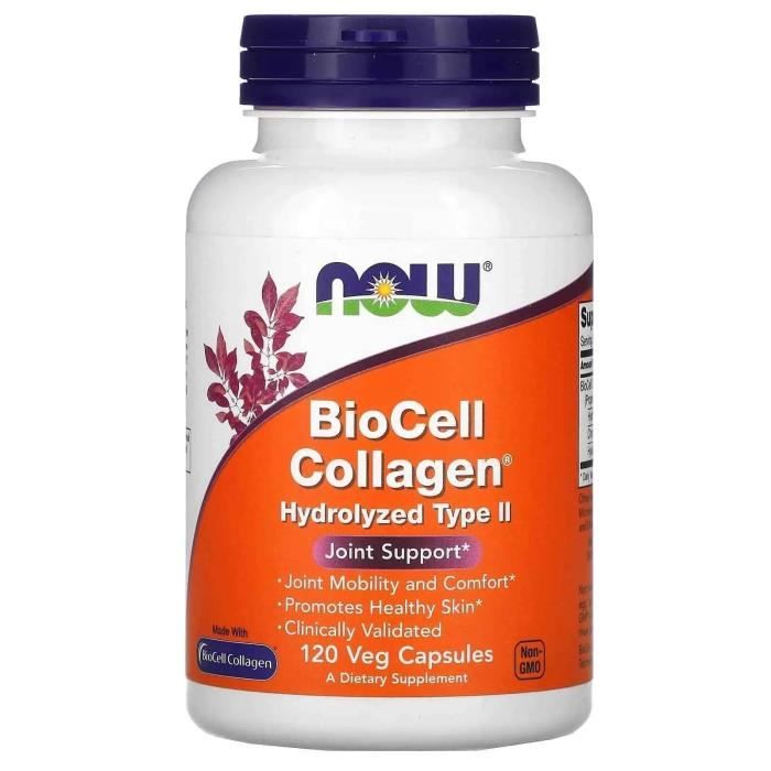 NOW FOODS BioCell Collagen Hydrolyzed Type II (Soutien des articulations) 120 Gélules