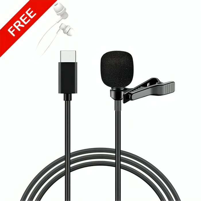 MICROPHONE AVEC FIL POUR TYPE-C GL-121 + Écouteur Heavy Bass Gratuit