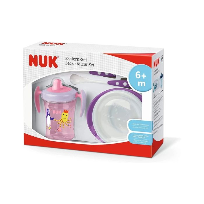 Set de repas - NUK - Rose/Violet - 6 mois et plus - Sans BPA - Antidérapant