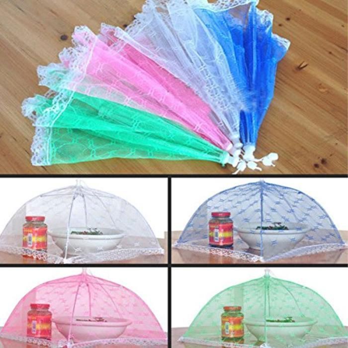 couvrent la nourriture Moustiquaire Nappe de cuisine en dentelle forme de parapluie pliable anti insectes(Couleur aléatoire)