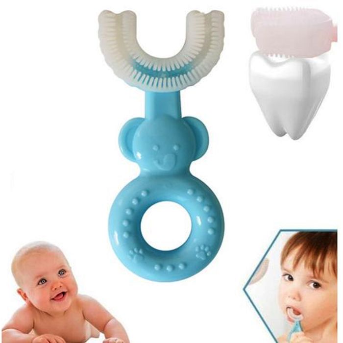 Brosse à dents douce en Silicone pour enfants, en forme de U , 2 à 6 ans