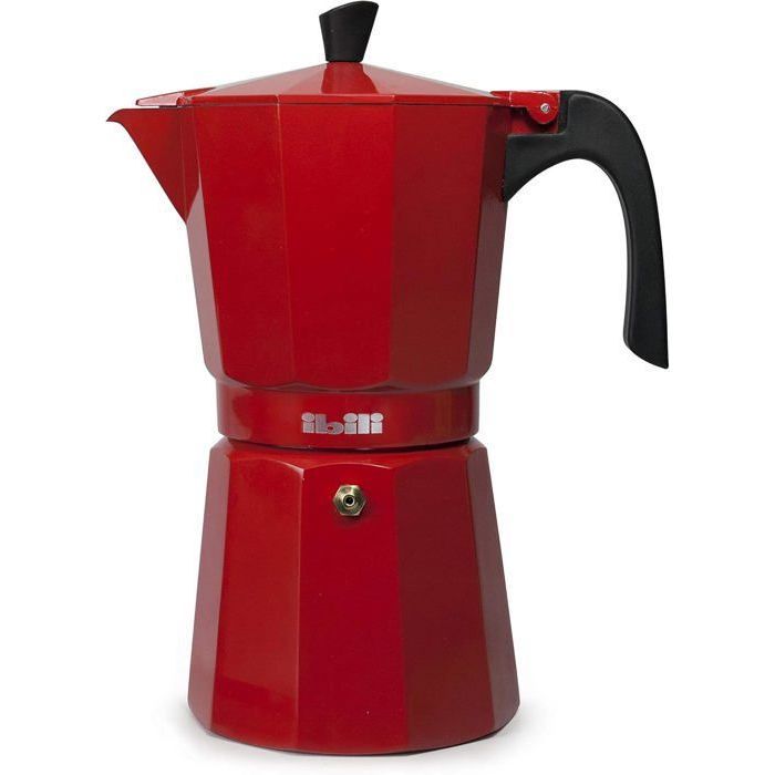 Cafetière à expresso - IBILI - Bahia - Rouge - 3 Tasses - Aluminium
