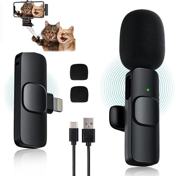 Microphone Micro Cravate sans Fil Compatible avec iOS, Plug-Play sans Fil Micro pour L'enregistrement, Direct, Réduction De Bru[356]
