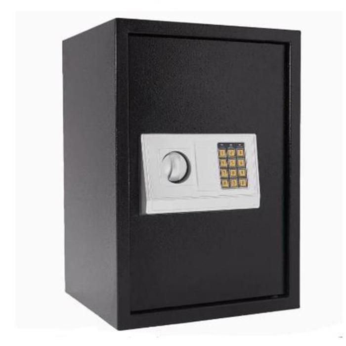 Coffre Fort à Serrure Électronique Avec Code PIN et 2 Clés, Fixations Murales et au sol 50x35x30cm