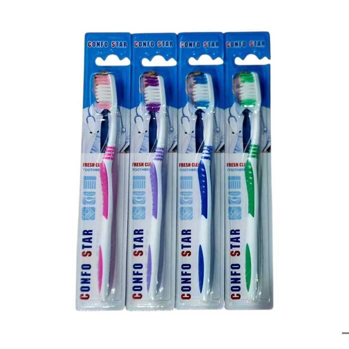 Brosse à dents manuelle - GENERIC - FRESH & CLEAN - Pack de 4 - Poils circulaires - Petite tête