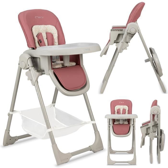 MoMi GOJO - Chaise haute multifonction - Réglable - Jusqu'à 15 kg - Rose