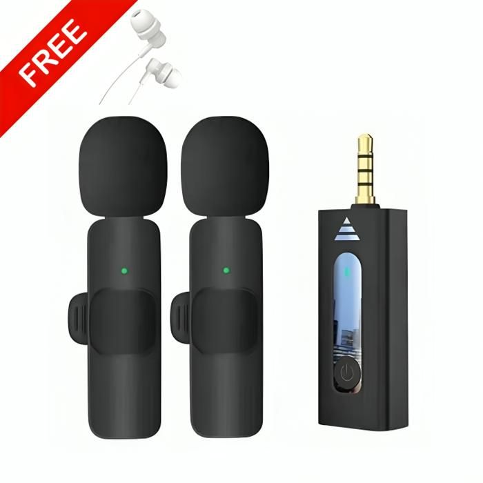 Microphone sans fil - K35 - Lavalier - 2,4 GHz - Réduction de bruit - Écouteur Heavy Bass gratuit