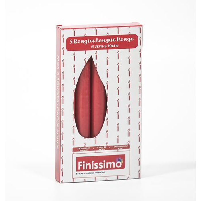 Bougie - Non Parfumée - Rouge - Longueur 19 cm - Décoration de Fête - Mixte