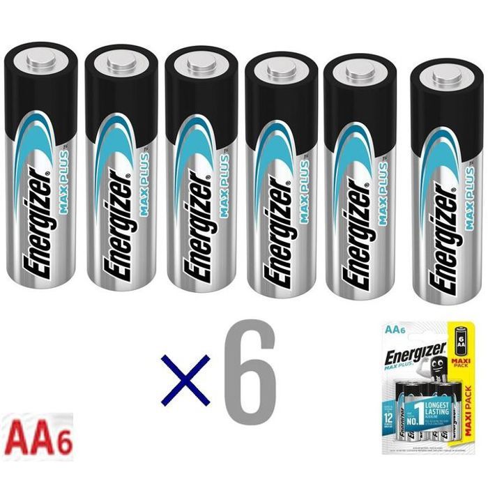 Energizer Piles batteries MaxPlus AA LR6 alkaline Paquet de 6 longue duree 100% longer lasting