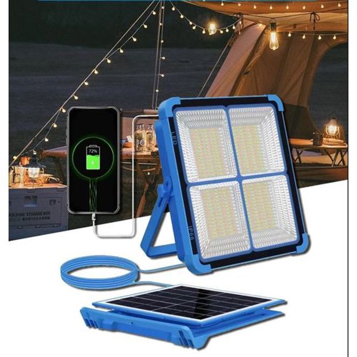 Lampe de tente - Portable - Solaire rechargeable - Autonomie 10-12 heures - Couleur noire - Mixte