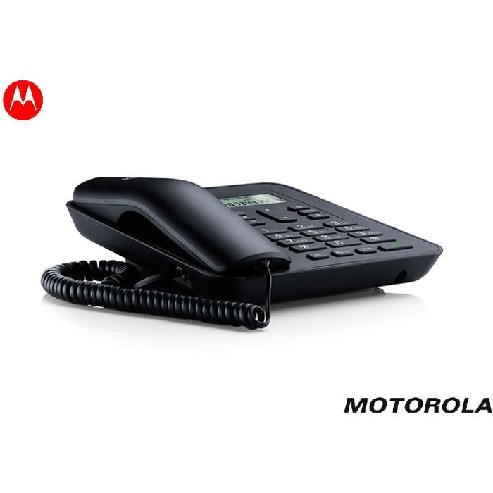 Motorola CT310 originale Telephone Filaire Fixe Fonction Mains Libres Signal Lumineux 24 Mélodies - Contrôle du volume de son -Noir