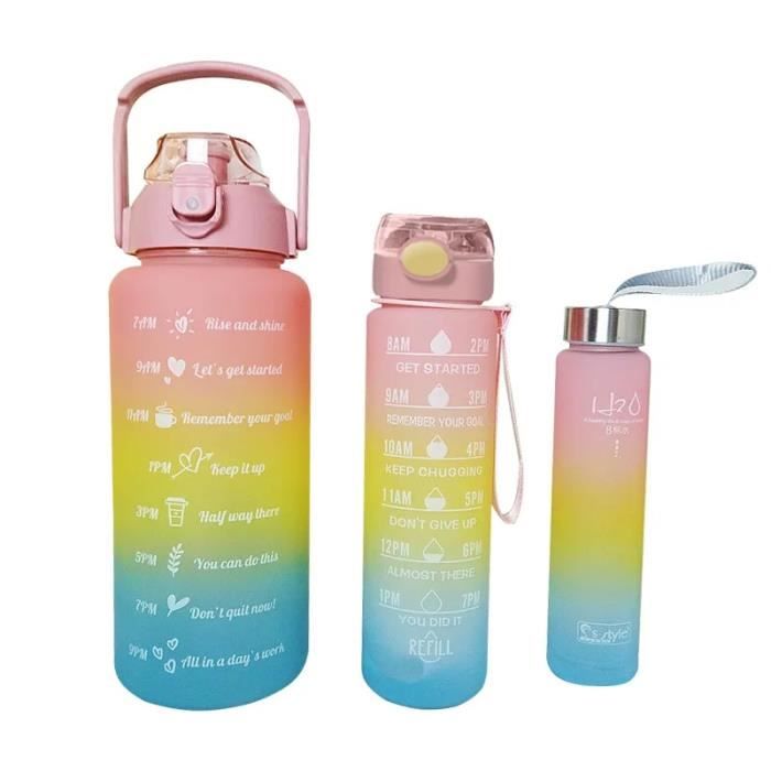 2000ml-900ml-280ml - 3 pièces - Bouteille d'eau de sport avec paille pour hommes et femmes, ensemble de 3 piè