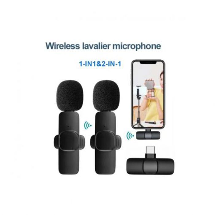 Microphone Lavalier K11 - Sans Fil - Plug & Play - Compatible iPhone - 6h Autonomie - Noir