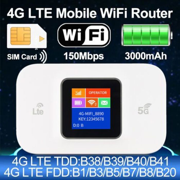 Modem routeur Mobile 5G / 4G LTE CAT6 WiFi 300Mbps avec carte SIM et écran 14h d'autonomie