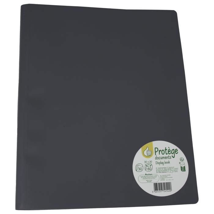 Protège-documents - AUCHAN - 40 vues - Gris - Polypropylène - Économique