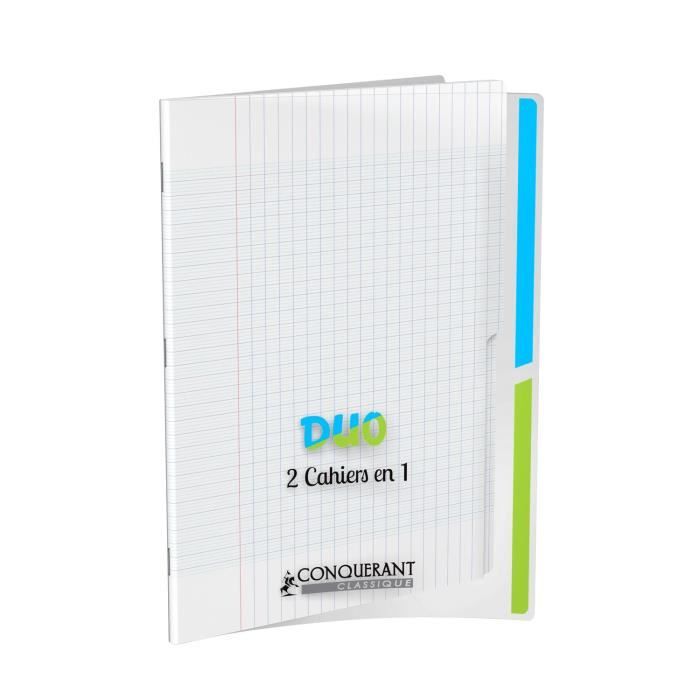 Cahier - CONQUERANT - 24x32cm - 90g - 96 pages - Grands carreaux - Incolore