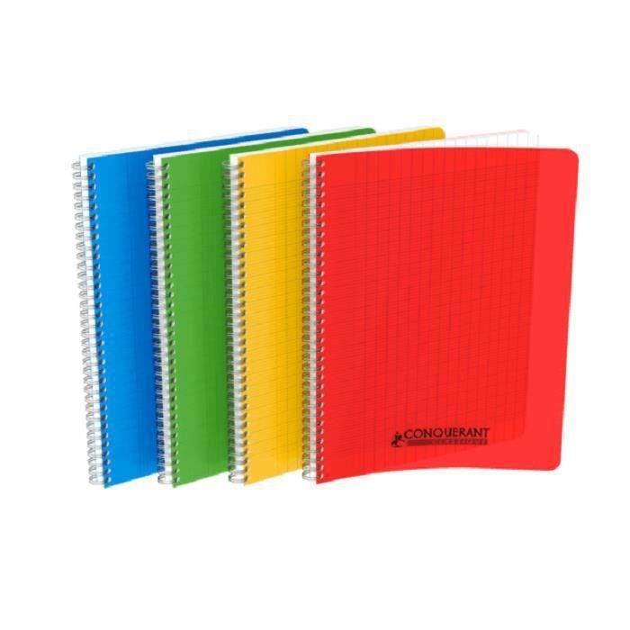 Cahier A4 - Conquérant - Reliure Intégrale - 180 Pages - Grands Carreaux - Couverture Plastique
