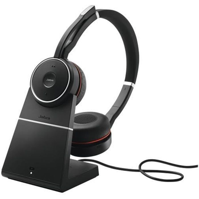 Casque Jabra Evolve 75 UC Stereo - Sans fil - Suppresseur de bruit actif - Noir
