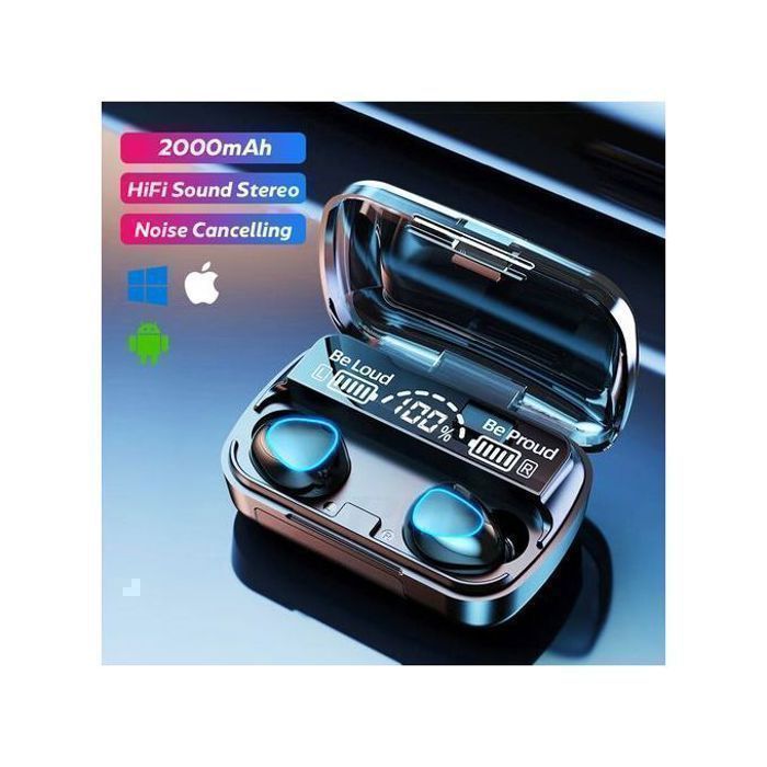 Écouteurs sans fil - M10 - Bluetooth 5.1 - HIFI stéréo - Étanches - Boîte de charge 2000mAh