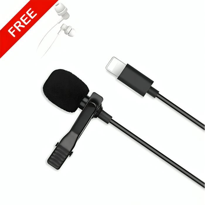 MICROPHONE AVEC FIL POUR IPHONE + Écouteur Heavy Bass Gratuit